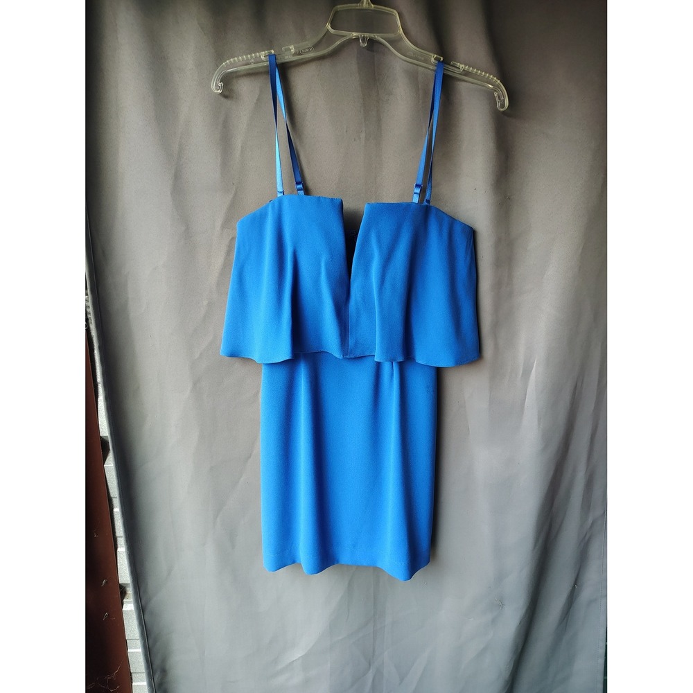 BCBGMAXAZRIA Cobalt Blue Ruffle Off‎ Shoulder Mini Cocktail Dress Size 0